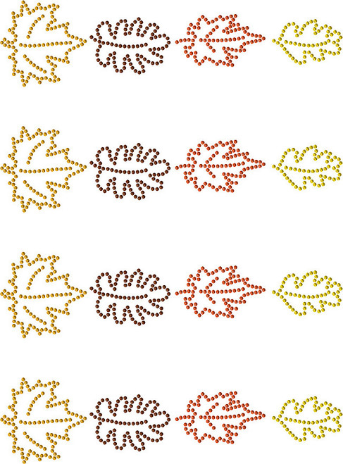 Autumn/Fall 4-Leaves Strip Iron-On Design (S9114).