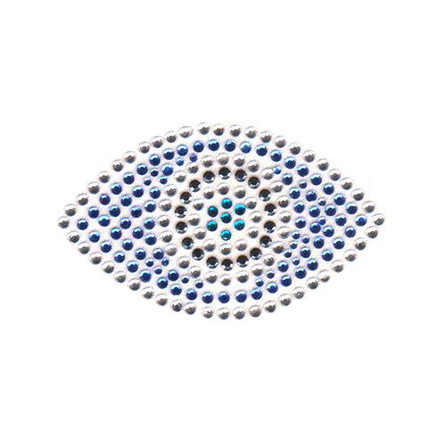 Small Sapphire Evil Eye Iron-On Design (S102159SM-SAP).