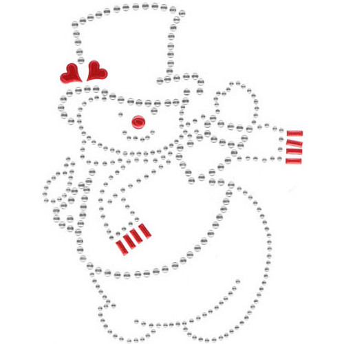 Silver Outlined Snowman Iron-On Design (S1331-SIL).