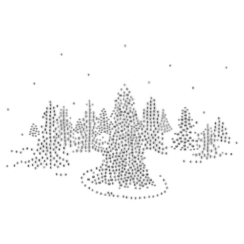 Clear & Silver Wintry Forest Scene Iron-On Design (S1348-CLR).