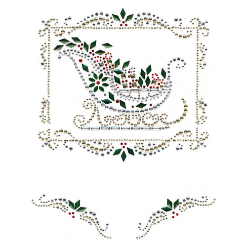 Sleigh in Golden Frame with Accents Iron-On Design (S1382).