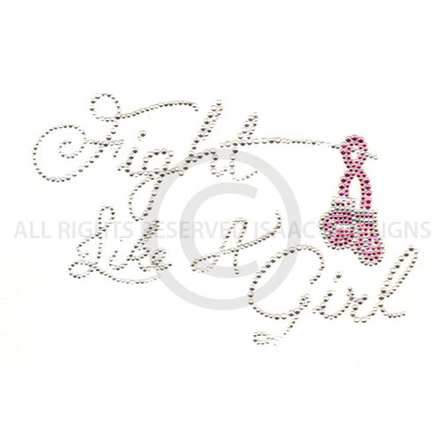 Pink Breast Cancer Awareness Ribbon Fight Like a Girl Boxing Gloves Iron On Design