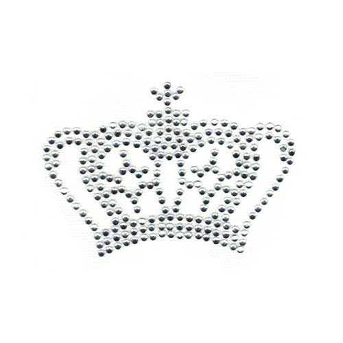 Royal Crystal Crown Tiara with Round Accents and Cross Rhinestone Iron On Design