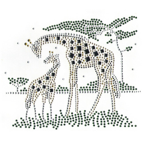 Safari Giraffe Family Mommy and Baby Iron On Design