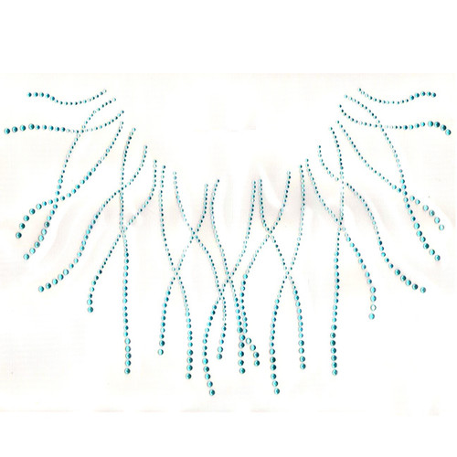 Scoop Neck Neckline Aqua Blue Vine Waves Iron On Design