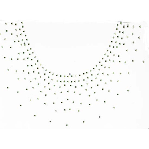 Scoop Neck Neckline Green Scattered Rhinestone Iron On Design