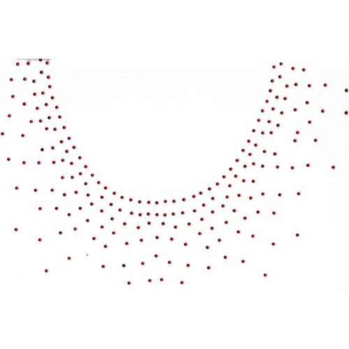 Scoop Neck Neckline Red Scattered Rhinestone Iron On Design