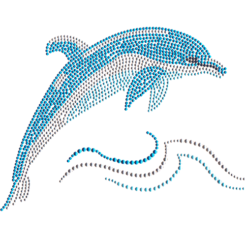 Single Dolphin Jumping over Ocean Waves Iron On Design