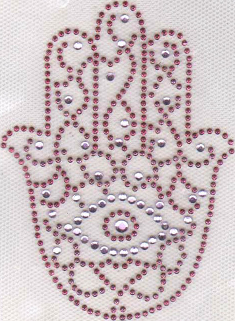 Medium-size Pink Evil Eye Hamsa Iron-On Design (S1761M-PNK). 