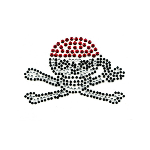 Small Pirate Skull & Crossbones with Red Bandana Iron On Design