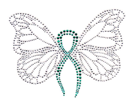 Teal Awareness Ribbon Butterfly Wings Iron On Design