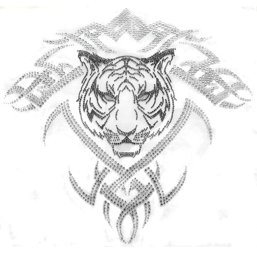 Tribal Tattoo Tiger Face Headshot Iron On Design