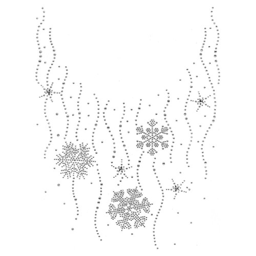Falling Snowflakes & Stars Scoop-Neckline Iron-On Design (S102272).