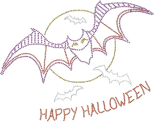 Spooky Bats & Moon Iron-On Design (S102425).