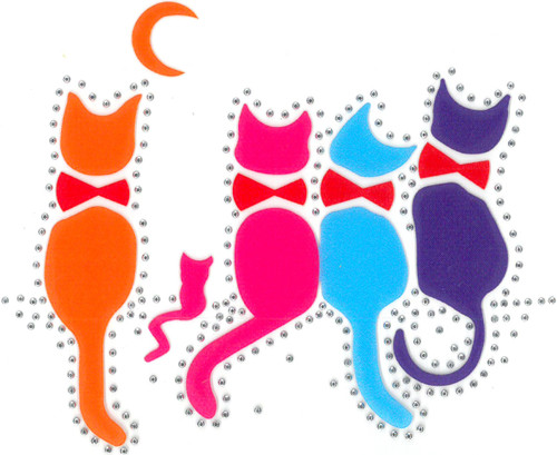 Cats & Kitten staring at the Moon.