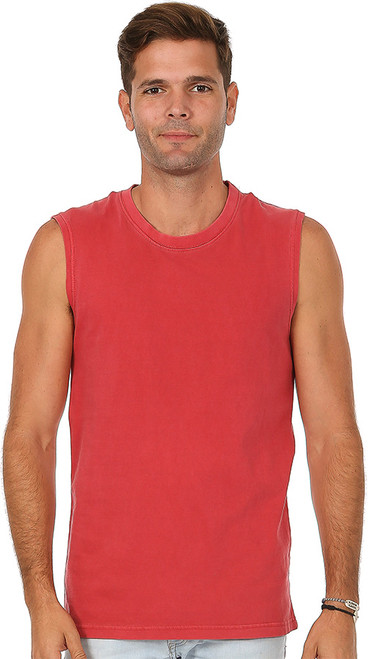 Brick/Tomato Red Garment-Dye Muscle Top (1102-RED).