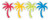 Four Satin Palm Trees w/ silver studs outline Iron-On Designs (S101376-SIL). 