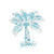 Medium-size Blue tones Coconut Tree Iron-On Design (S1217M-SKY).