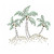 Green studs Palm Tree Trio on a Beach Iron-On Design (S1315-GRN-STUD).