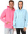 Hot Pink (worn by him), and Lt. Blue (worn by her) Garment-Dye Unisex Pullover Hoodie (4075).