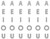All-Caps Block-Type Vowels Sheet Iron-On Design (S2327-VOWELS).