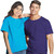 Youth's Heavy Weight Crew-Neck Short-Sleeve T-Shirt (J0300); Turquoise worn by her, and Purple worn by him.