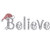 Christmas Believe with Red Santa Clause Hat Iron On Design