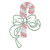 Single Large Candy Cane with Green Bow Iron-On Design (S1476L).