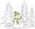 Smilin' Snowman with Peridot Green Scarf, Buttons & Hat in Pine-Tree Forest Iron-On Design (S6242-PUR).