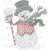 Charming Snowman holding a Broom with Red vest Iron-On Design (S101283-GRN).