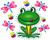Happy Frog surrounded by Dragonflies & Bugs.