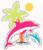 Dolphins Scene With Palm Tree Iron-On (S102279)