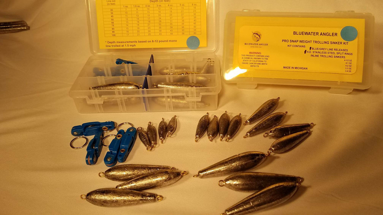 33 piece Snap Weight Kit Trolling Walleye Sinkers Snap Clips Crankbaits  Fishing