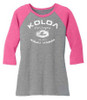 Koloa Surf Co. Arched Koloa Logo Ladies Raglan Baseball T-Shirts-3/4 Sleeve Baseball Tees. Sizes XS-4XL Koloa Surf Company Long Sleeve Shirts