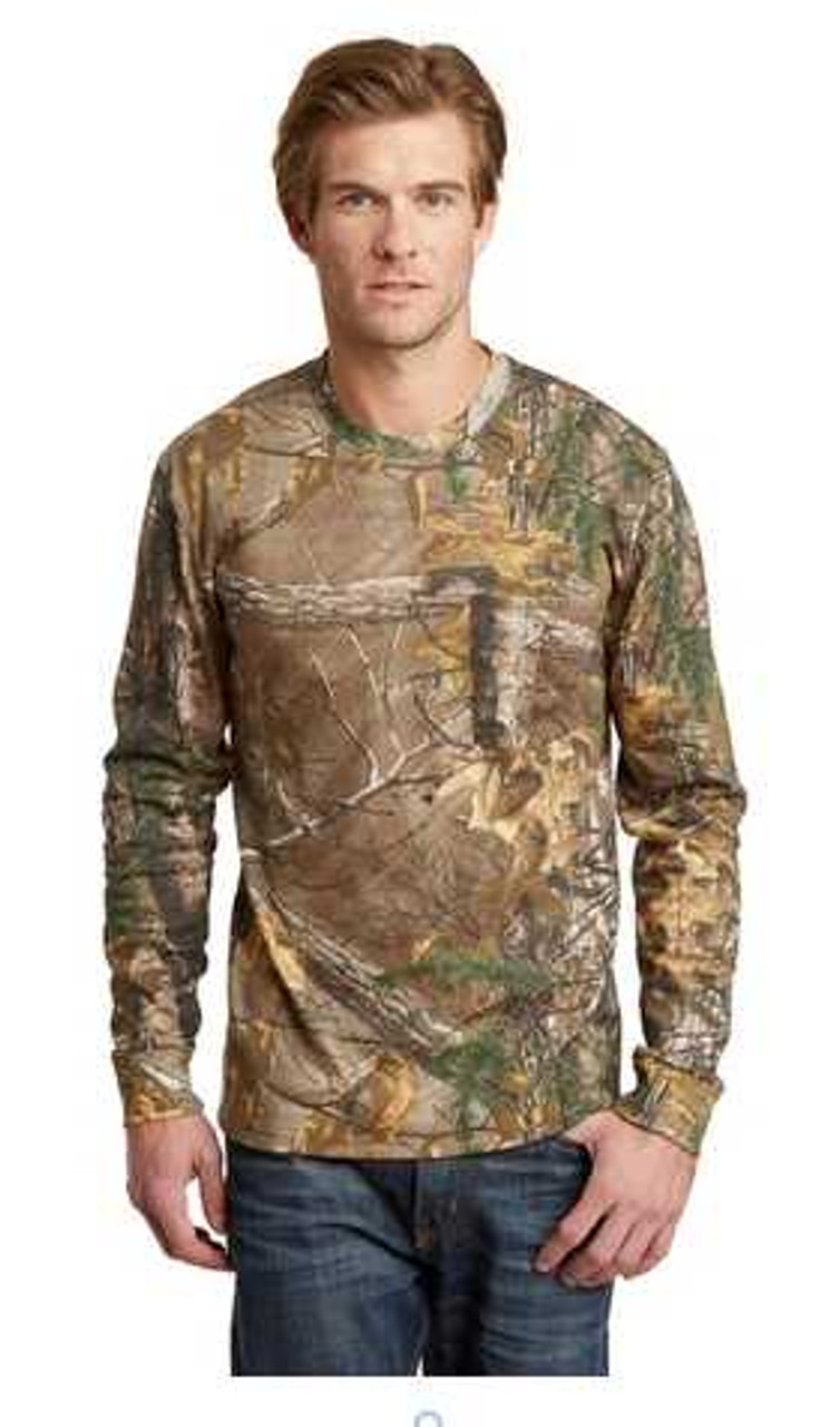 Realtree Long Sleeve Explorer 100% Cotton Camo T-Shirt with Pocket physical