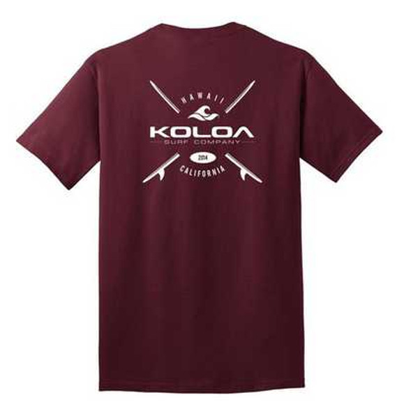 Koloa Surf Cross Boards Logo Heavy Cotton T-Shirts. Regular, Big and Tall Sizes Koloa Surf Company Mens Apparel