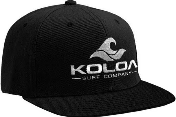 Koloa Surf Black Snapback Hat with White Embroidered Classic Wave Logo Koloa Surf Company Accessories and More