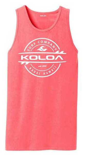 Koloa Surf Co. Thruster Surfboard Logo Pigment-Dyed Tank Tops in Sizes S-4XL Koloa Surf Company Tank Tops