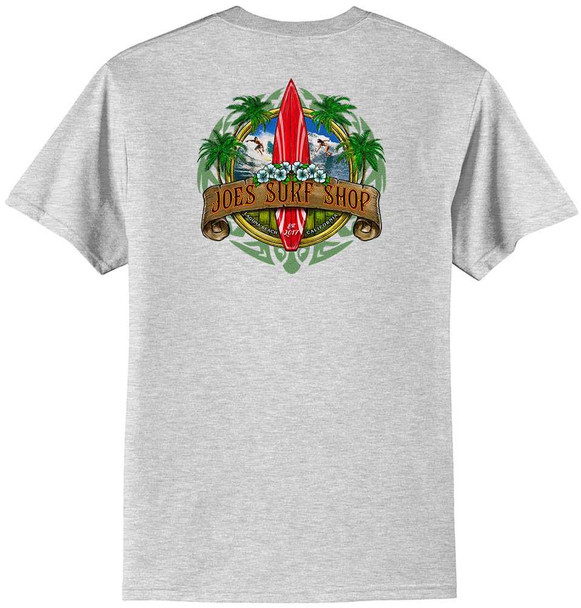 Joe's Surf Shop Longboard Design 50/50 Cotton Poly T-Shirts in Regular, Big and Tall Joe's USA Men's Shirts