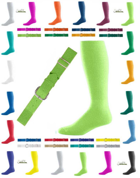 Intermediate Baseball Belt And Sock Combo - Neon Green Joe's USA Intermediate Baseball Belt And Sock Combos