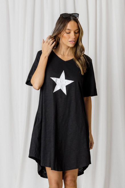 BLACK STAR COTTON DRESS