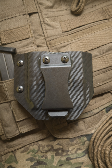 Double magazine pouch for Ruger LCP MAX in Kydex with adjustable retention for concealed carry