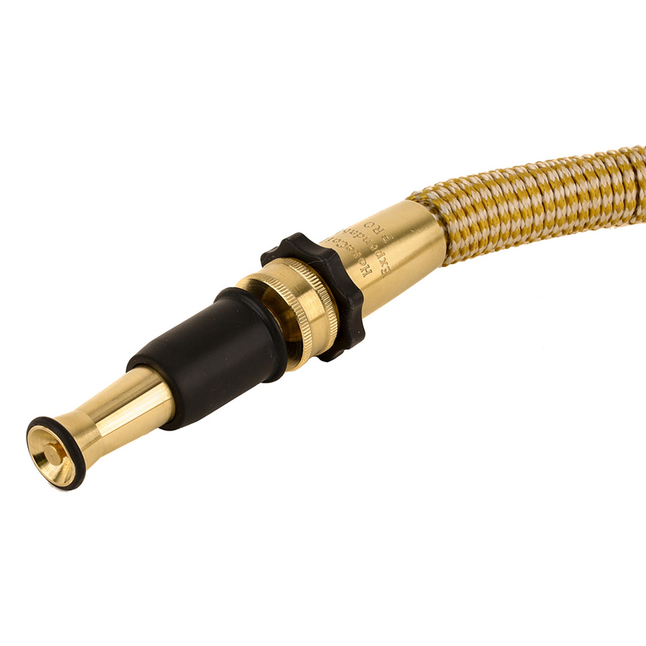 HOSECOIL  EXPANDABLE PRO W/BRASS TWIST NOZZLE & NYLON MESH BAG - GOLD/WHITE