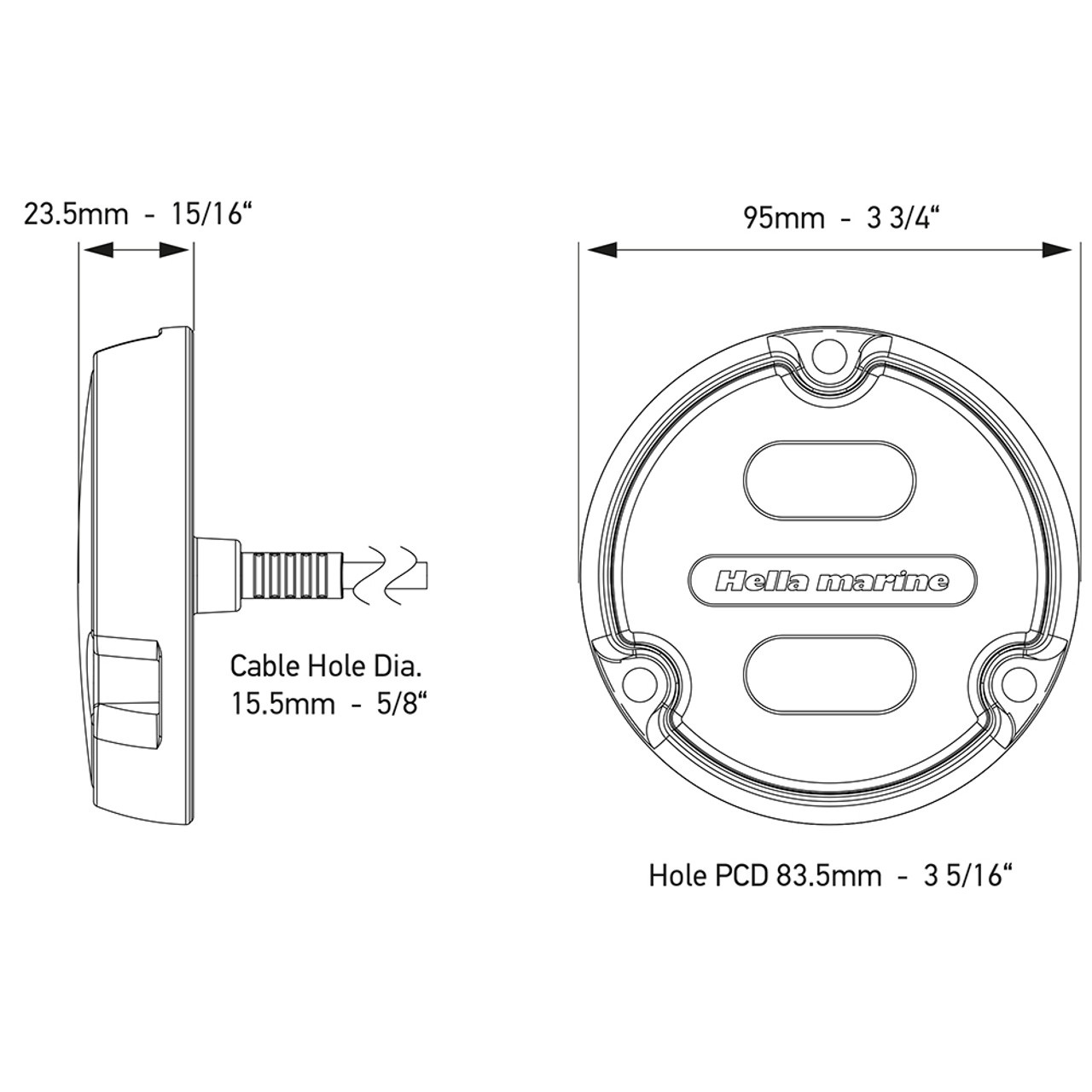 HELLA MARINE APELO A1 BLUE WHITE UNDERWATER LIGHT - 1800 LUMENS - BLACK HOUSING - CHARCOAL LENS