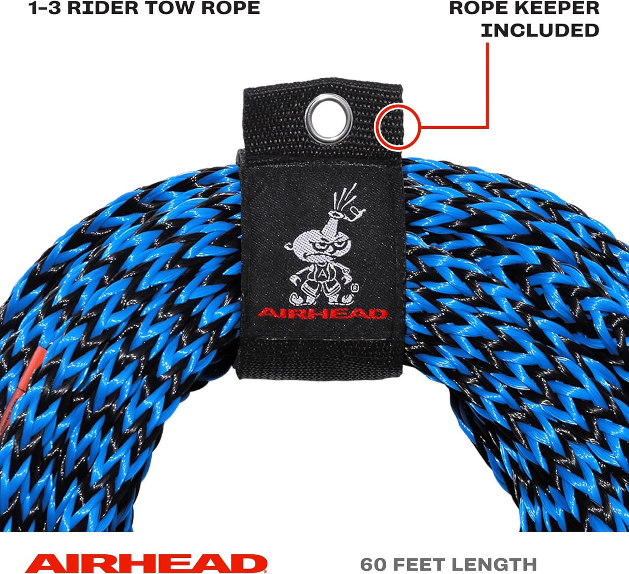 Airhead Tow Rope for 1-3 Rider Towable Tubes, 1 Section, 60-Feet