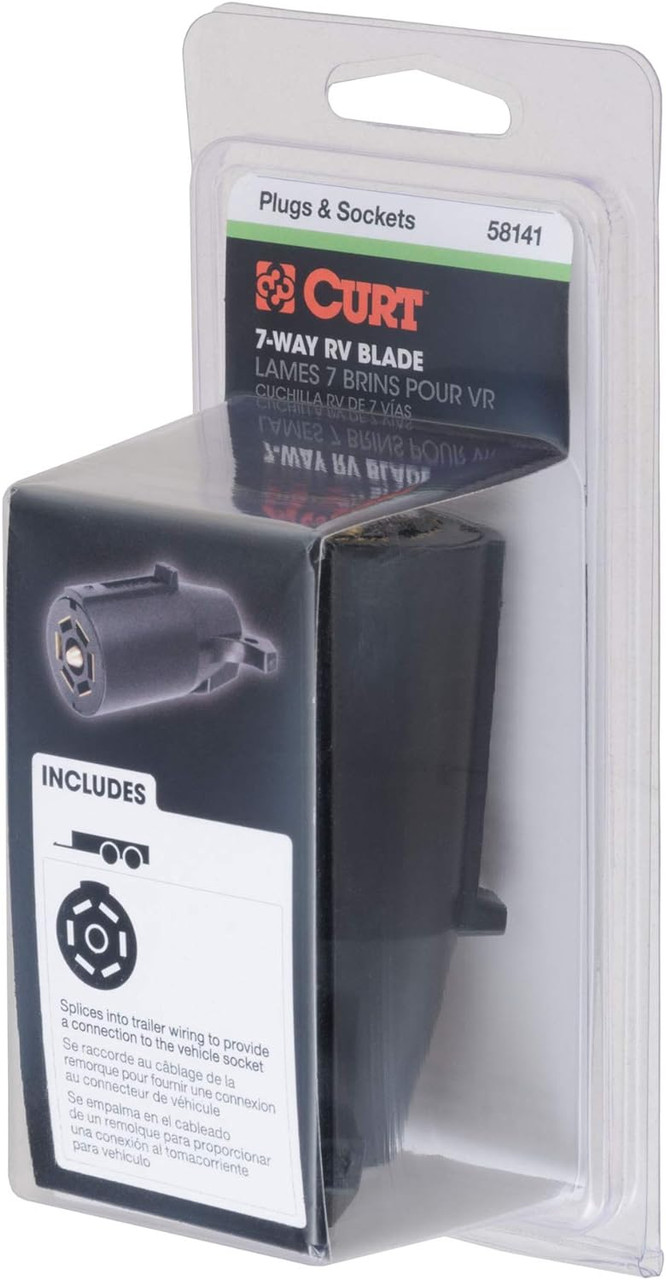 CURT 7-Way RV Blade Connector Plug - Trailer Side - Black Plastic