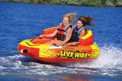 Airhead Live Wire 1-2 Rider, Towable Tube for Boating with Dual Tow Points