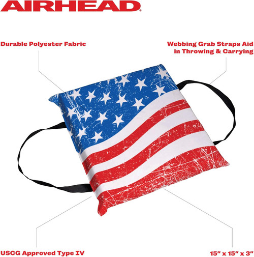 Airhead Type IV Throwable Cushion American Flag - US Boating Marine Supplies
