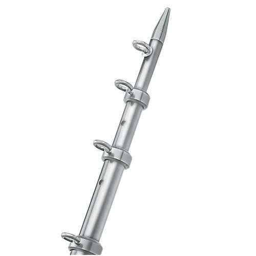 TACO 8' Center Rigger Pole - Silver w/Silver Rings & Tip - 1-1/8" Butt End Diameter - US Boating Marine Supplies