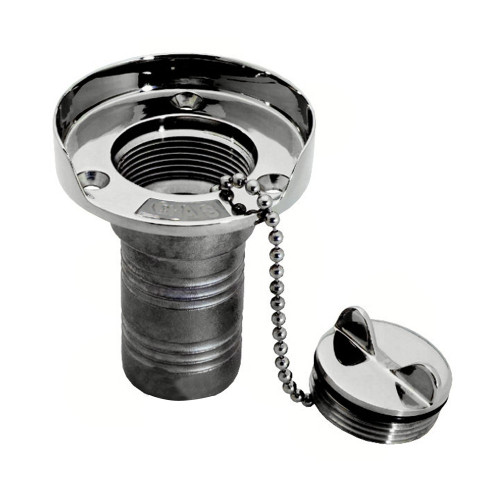 Whitecap Gas Hose Deck Fill w/Splash Guard - 1-1/2" Chain - Lighthouse Boating Marine Supplies